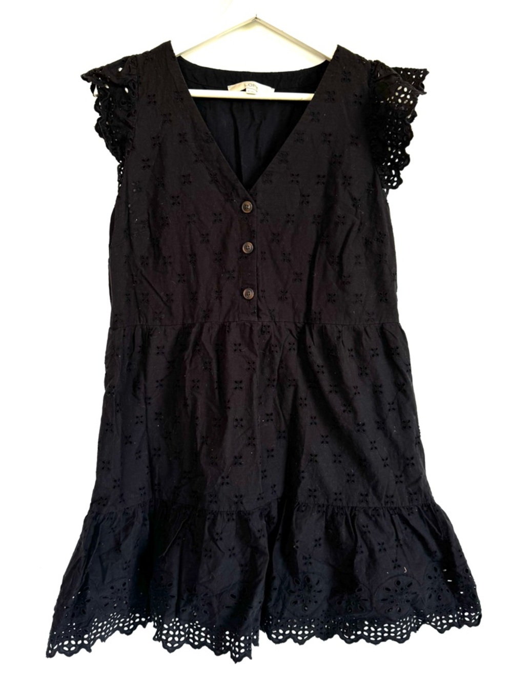 LOFT Black Eyelet V-Neck Sundress Size 4